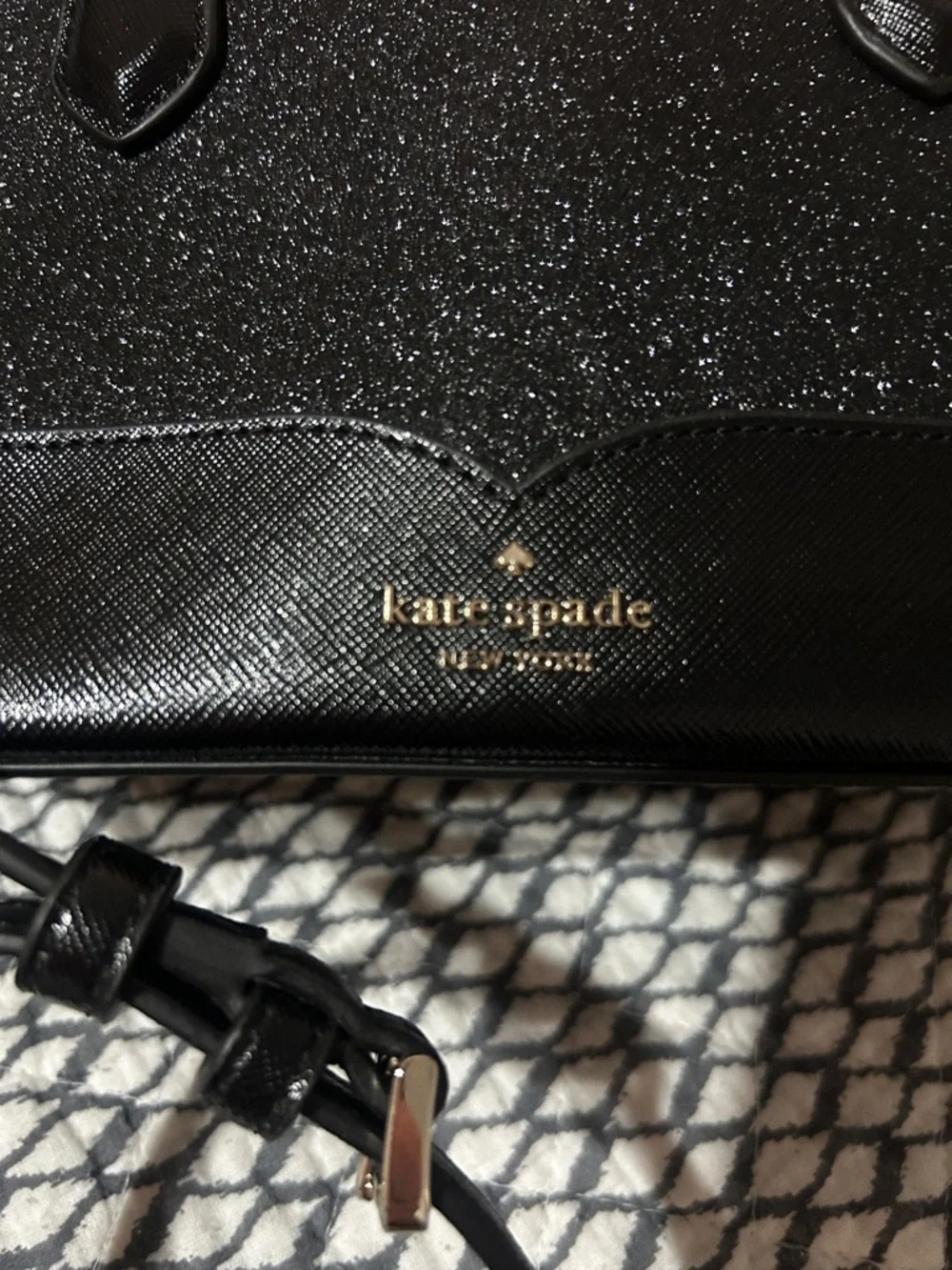 Kate Spade New York Lola Glitter Small Satchel Crossbody Bag Black